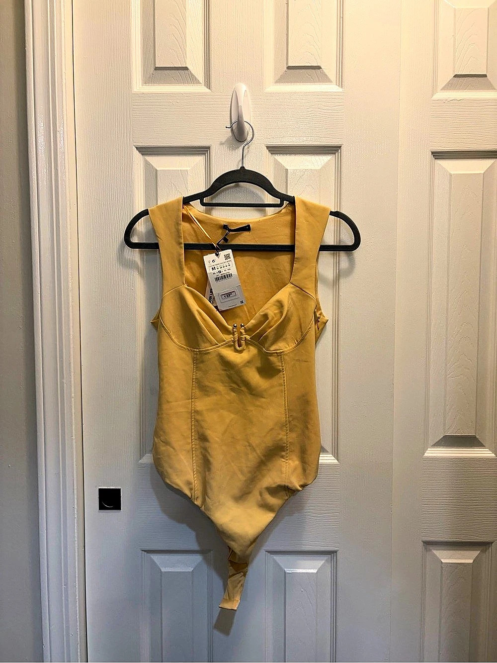 Zara Plunge Metal Piece Bodysuit Yellow Small